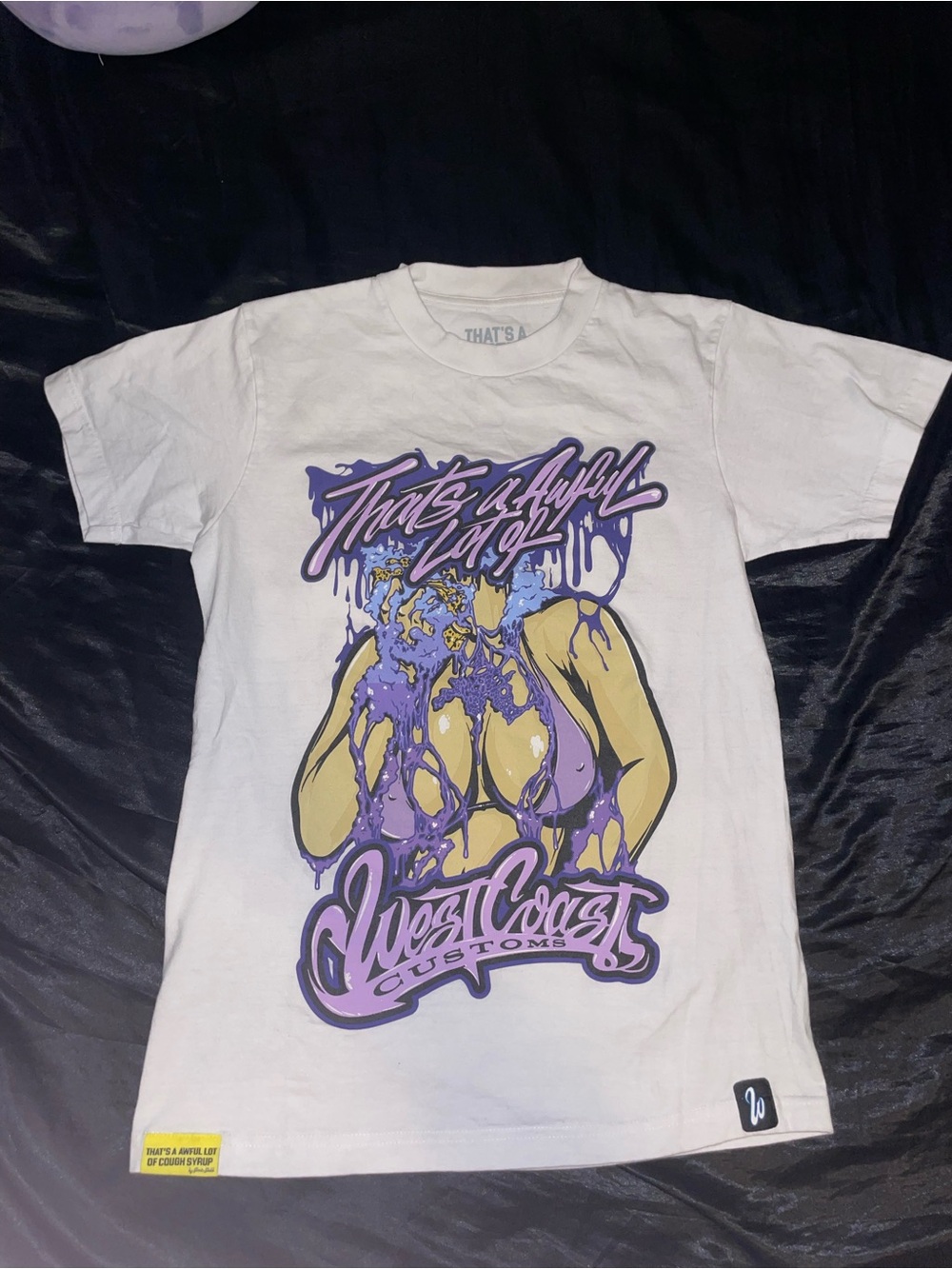 ALOCS X West Coast Customs Graphic Tee - White with Purple & Yellow Print